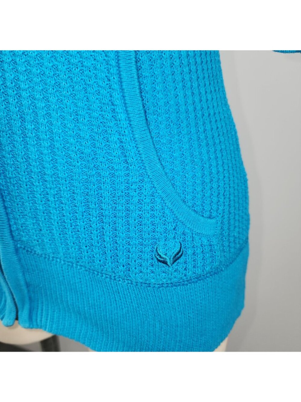 Women's Nollie Hoodie Zip-up Sweater 100% Cotton XS Bright Blue Elbow Length - Picture 3 of 6